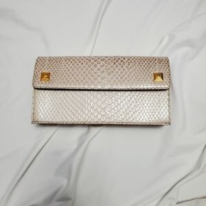 Vintage Gianni Versace Snakeskin Wallet | Medusa Head Gold Studs Italy